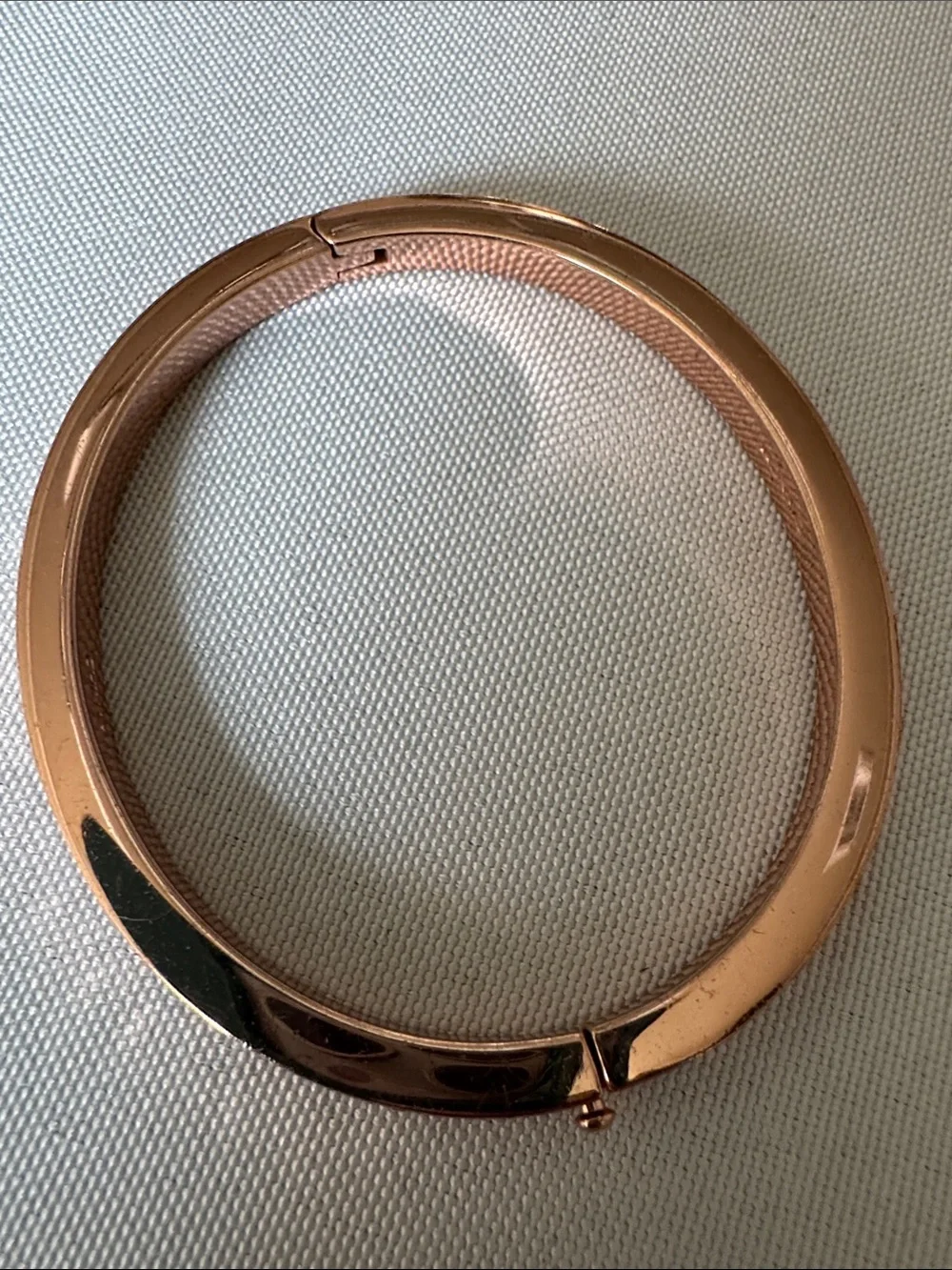 Coach Rose Gold-Tone Hinged Logo Bangle with Crystal Accents